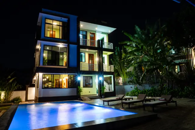 The pool at night